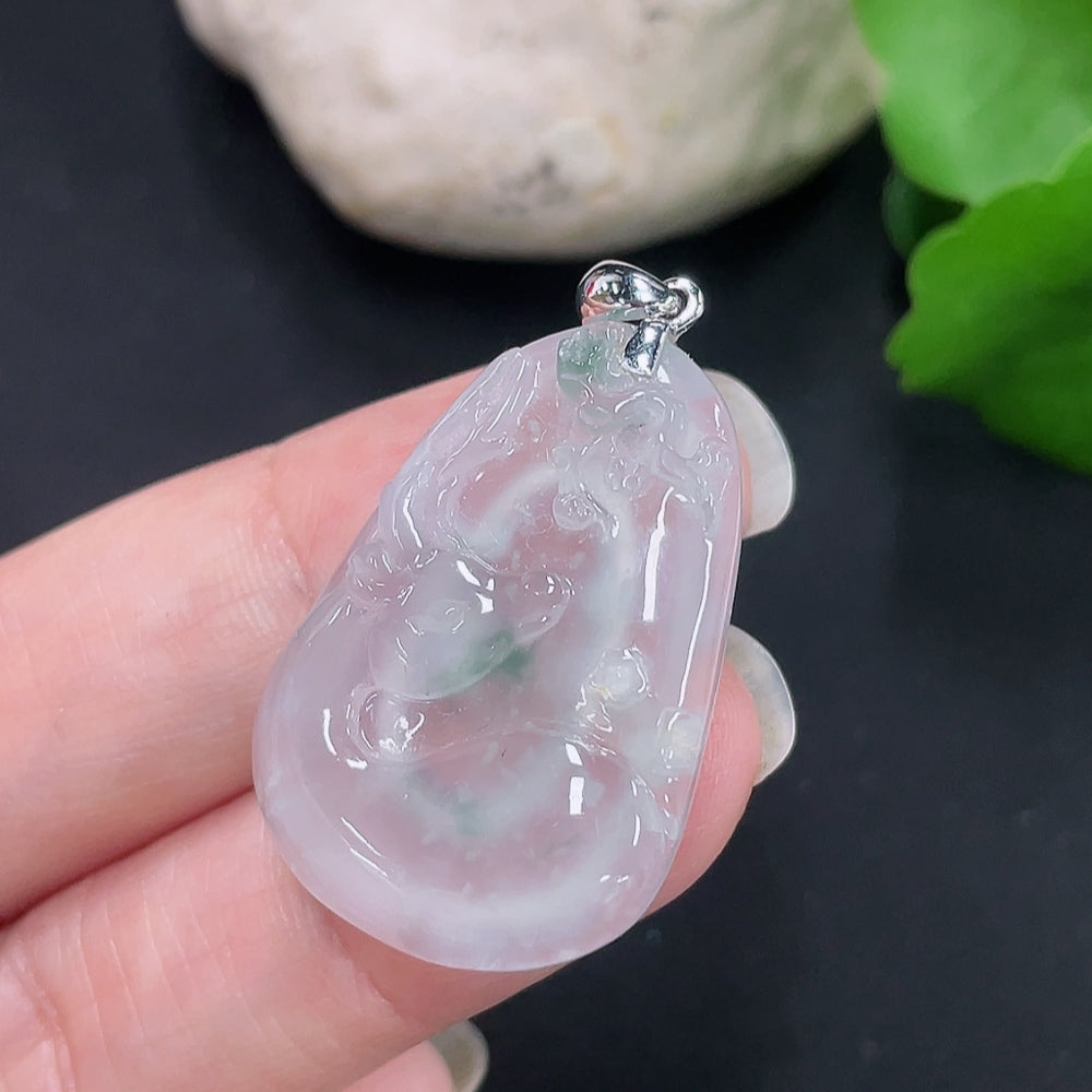 Jadeite You Are Always with Me Pendant with 18K Gold Clasp, Total Weight Approx. 6.1g
