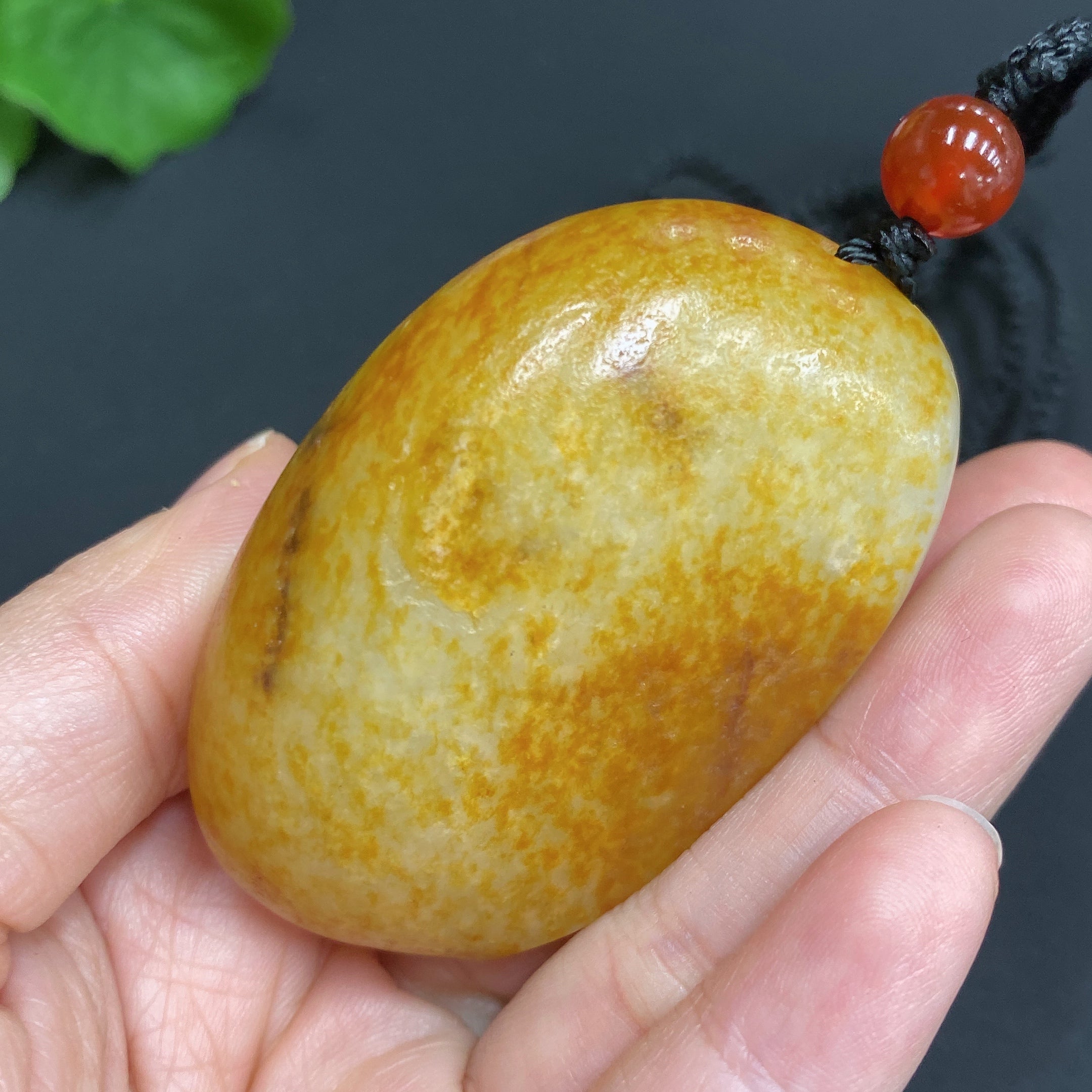 Hetian Jade Pendant Auspicious Undetermined Skin Color Formation Total Weight (Including Rope) Approx. 85.7g