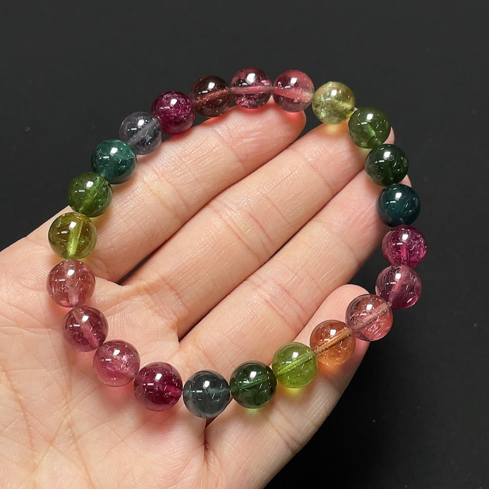 Tourmaline bracelet with visible organic matter