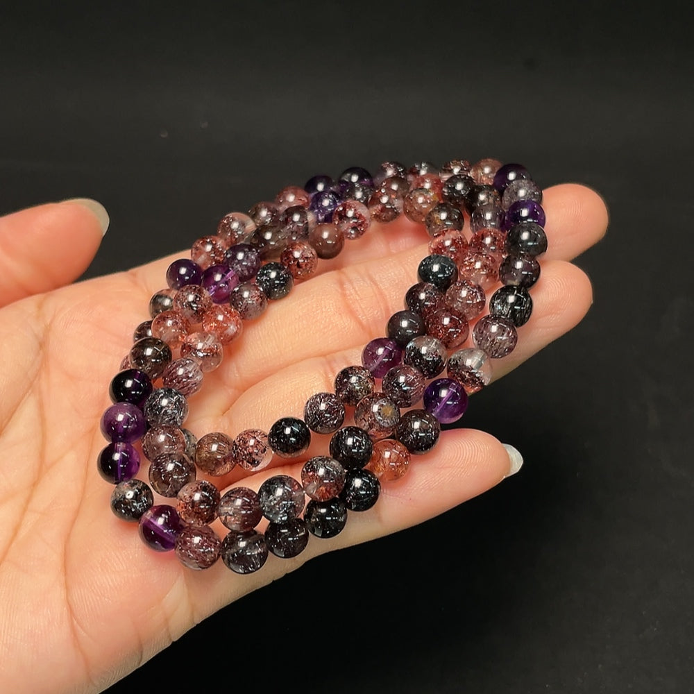 Crystal Pearl Strand with Visible Organic Matter, Total Weight Approx. 35.77g, Size 6.5-6.9mm