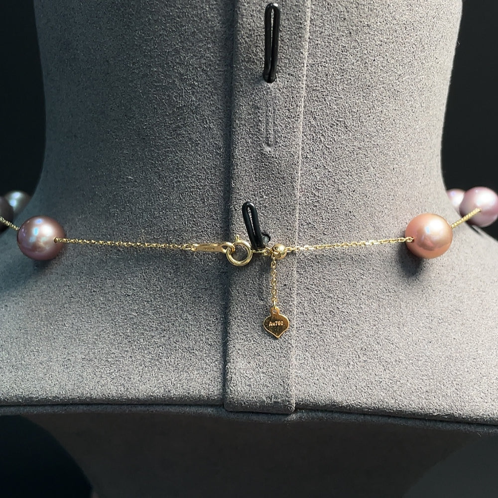 18k Pearl Bead Necklace, Total Weight Approx. 15.25g, Size About 9.8m