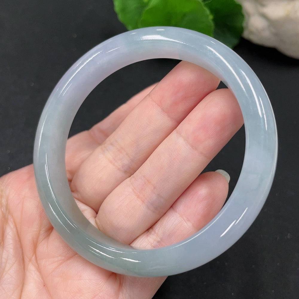 Jadeite round bracelet by HUILIU HQ, size 60, featuring smooth green jade beads with a total weight of 54.2 grams.
