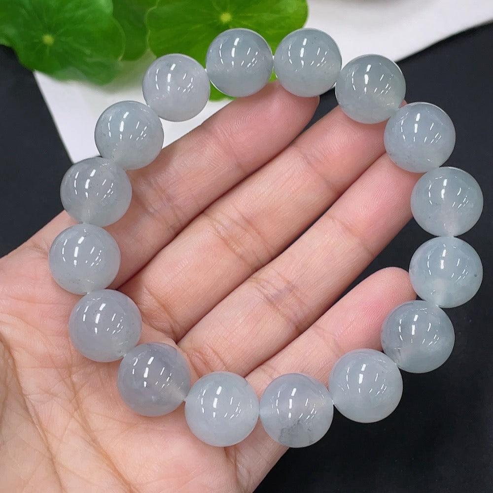 Jadeite Bracelet . 12.8mm . | Huiliu Certified