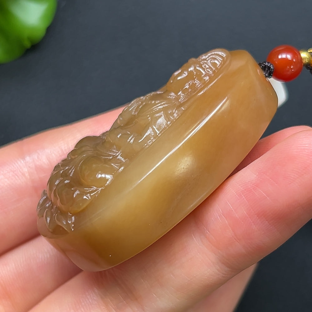 Hetian Jade Guanyin Pendant, Including Rope