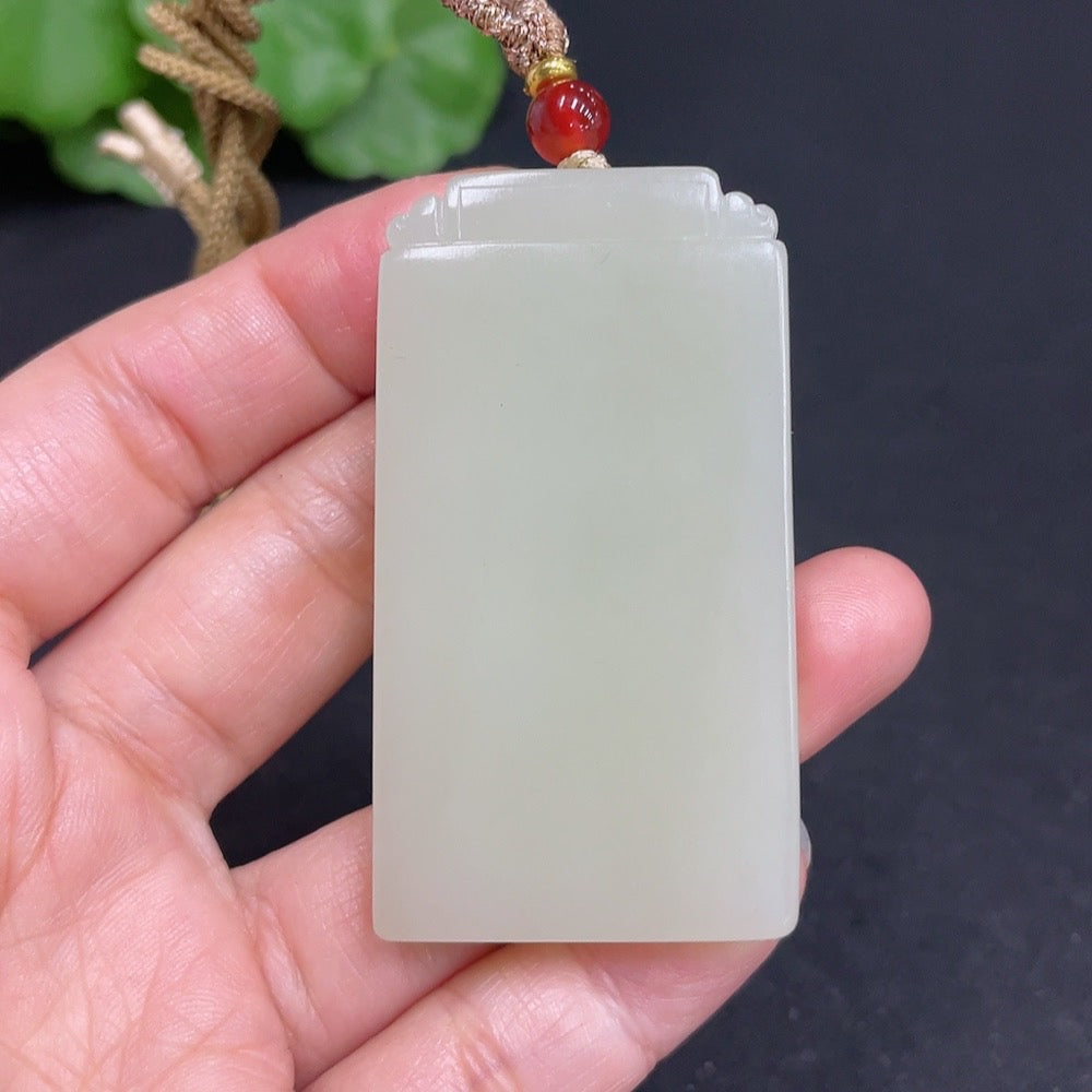 Hetian Jade Pendant Antique Plaque Total Weight (including rope) 43g