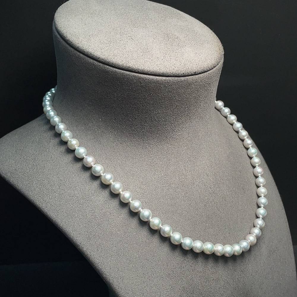 HUILIU HQ seawater pearl necklace with non-gold color, 6.7mm pearls, total weight 27.86g, strung in a elegant necklace design