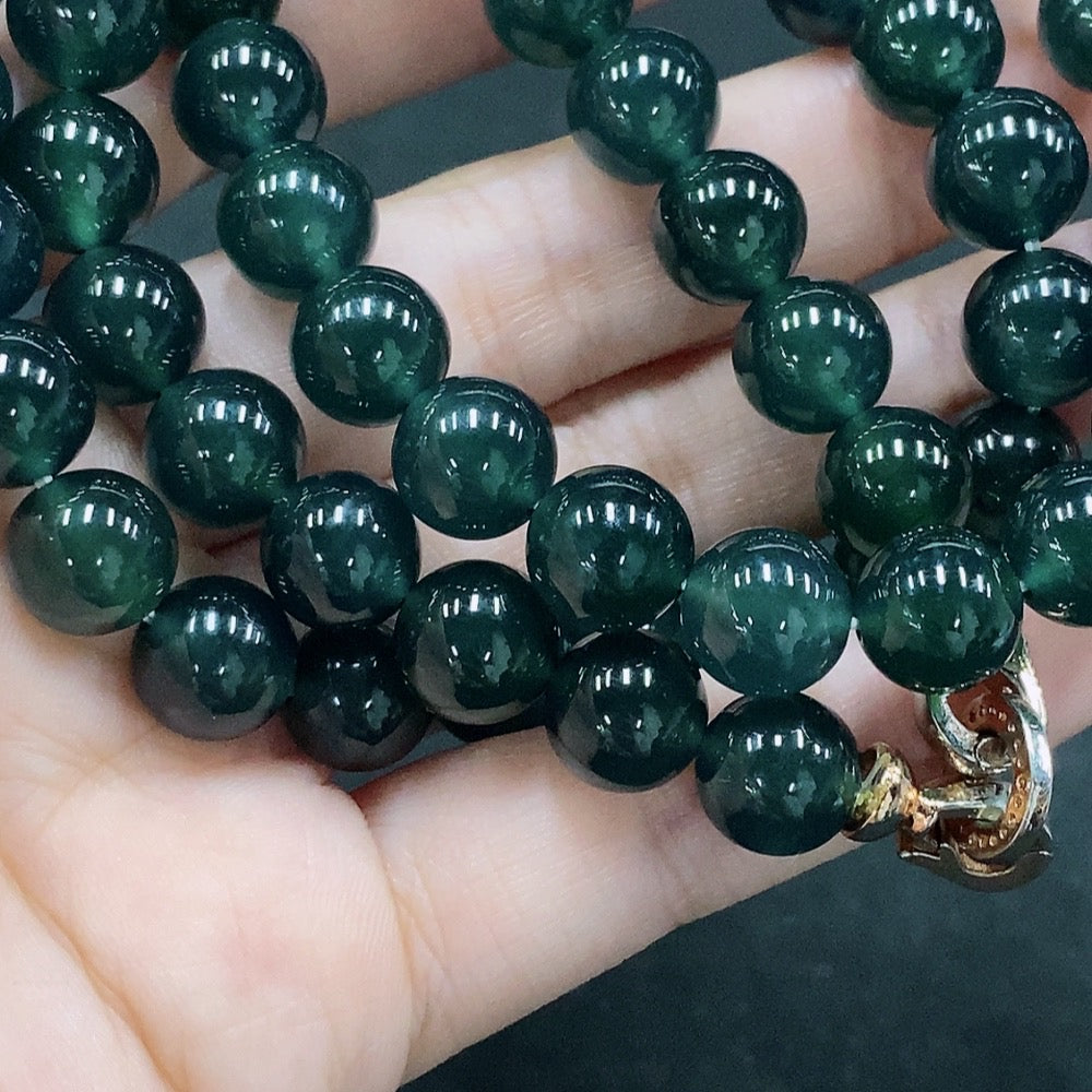 Jadeite Bead Necklace Approx. 9.5mm Total Weight Approx. 95.53g Non-Gold-Inlaid