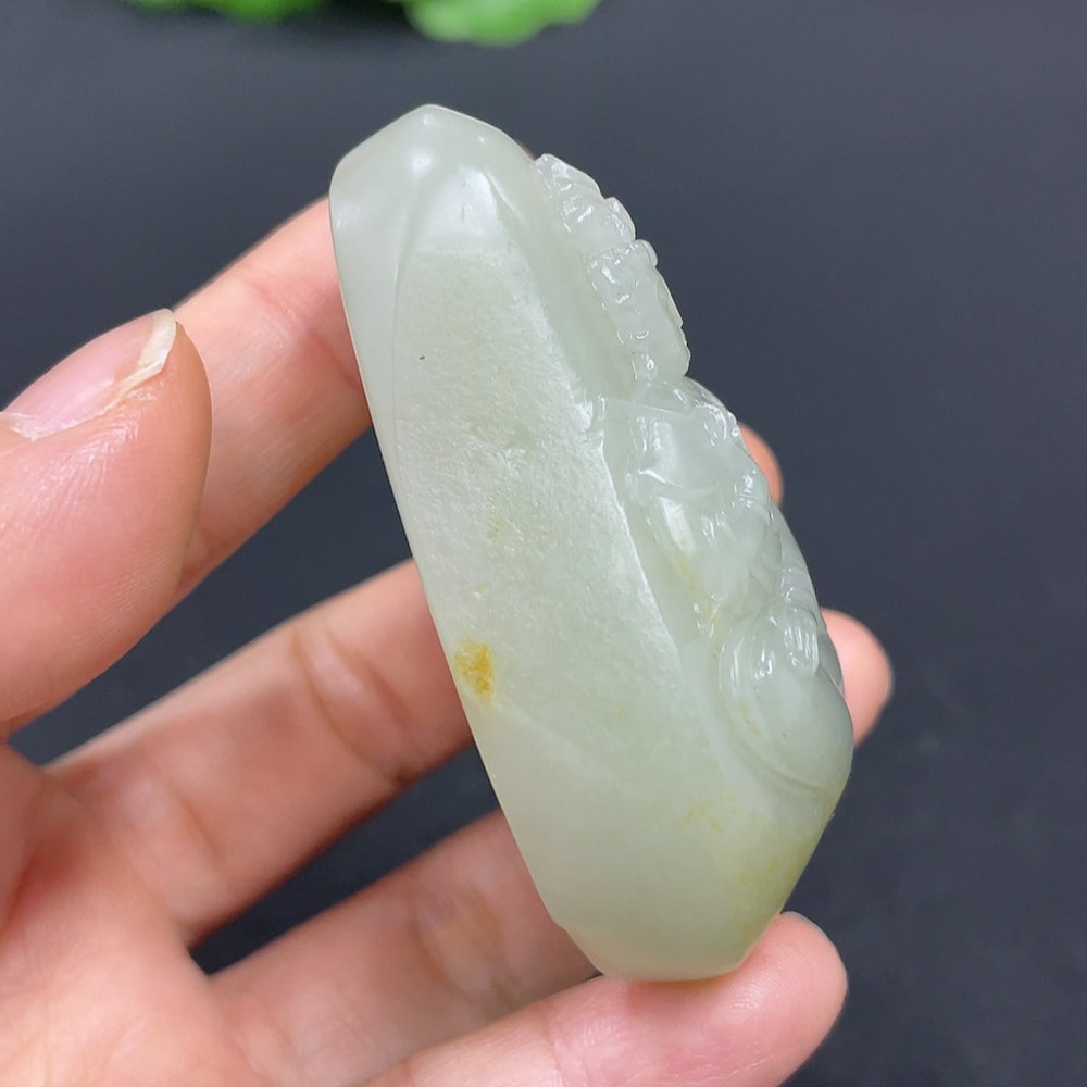 Hetian Jade Pendant - Guanyin, Total Weight Approx. 57.7g, Undetermined Skin Color Origin