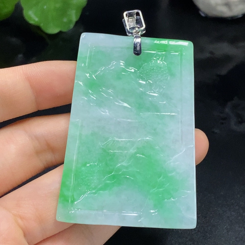 Jadeite Landscape Pendant 18k Total Weight Approx. 38.16g