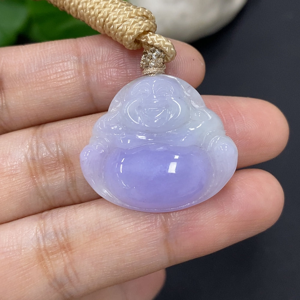 Jadeite Buddha Pendant, Total Weight with Rope Approximately 7g