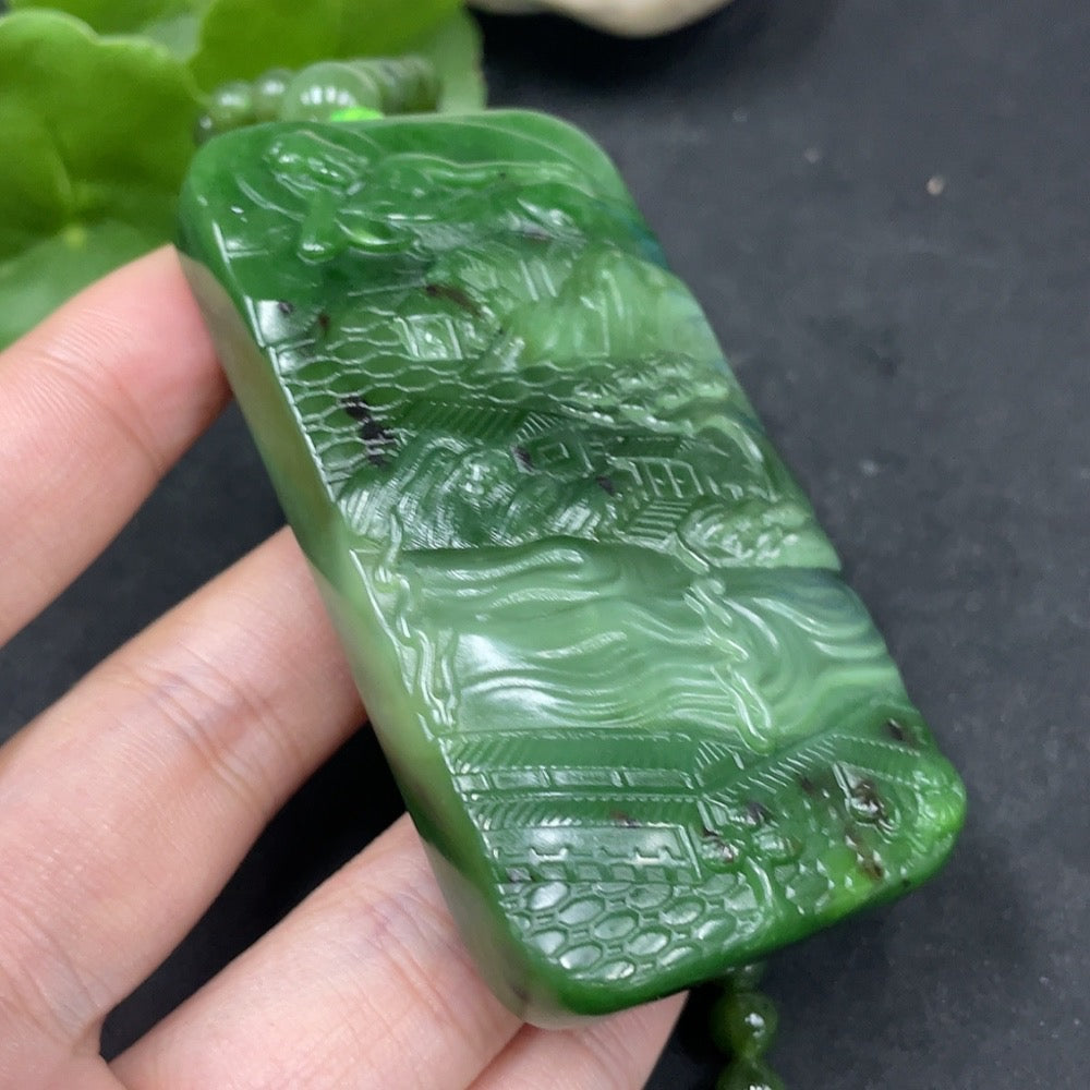 Hetian Jade Pendant - Buddha Observing the World | Huiliu Certified