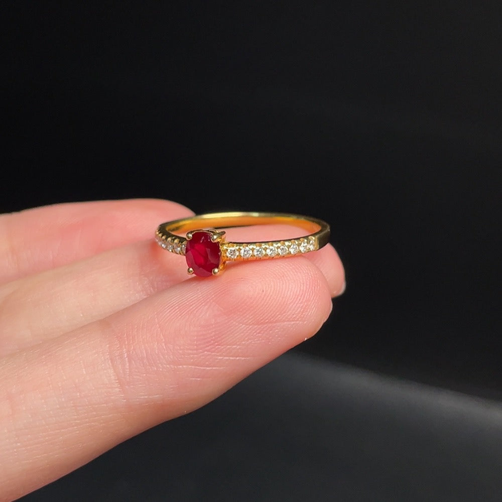 Ruby Ring with Diamond Accent, . | Huiliu Certified