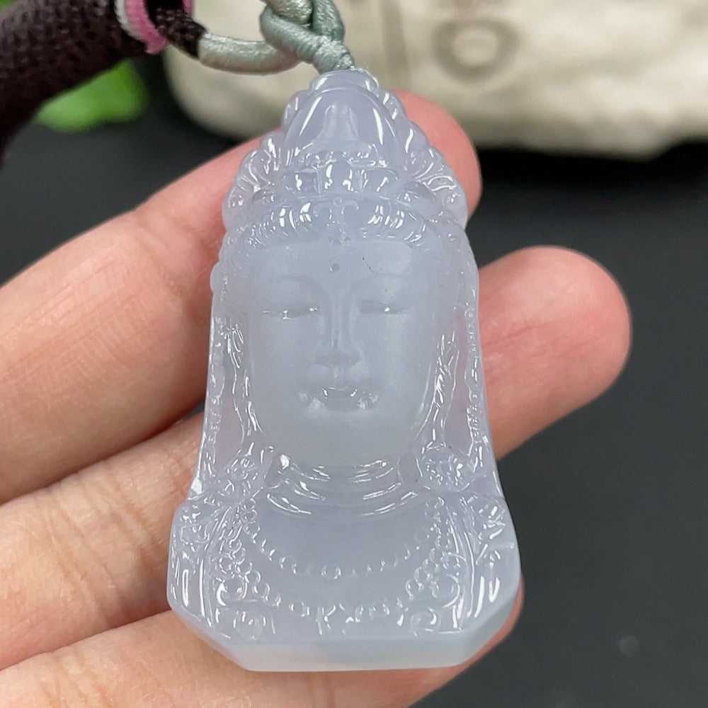 Jadeite Pendant Guanyin Total Weight Including Rope 19.23g