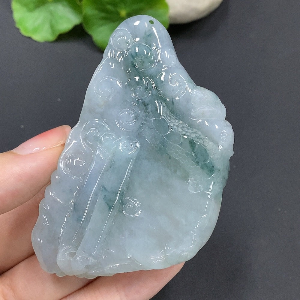 Jadeite Dragon Soaring the World Pendant, Total Weight 90.993g