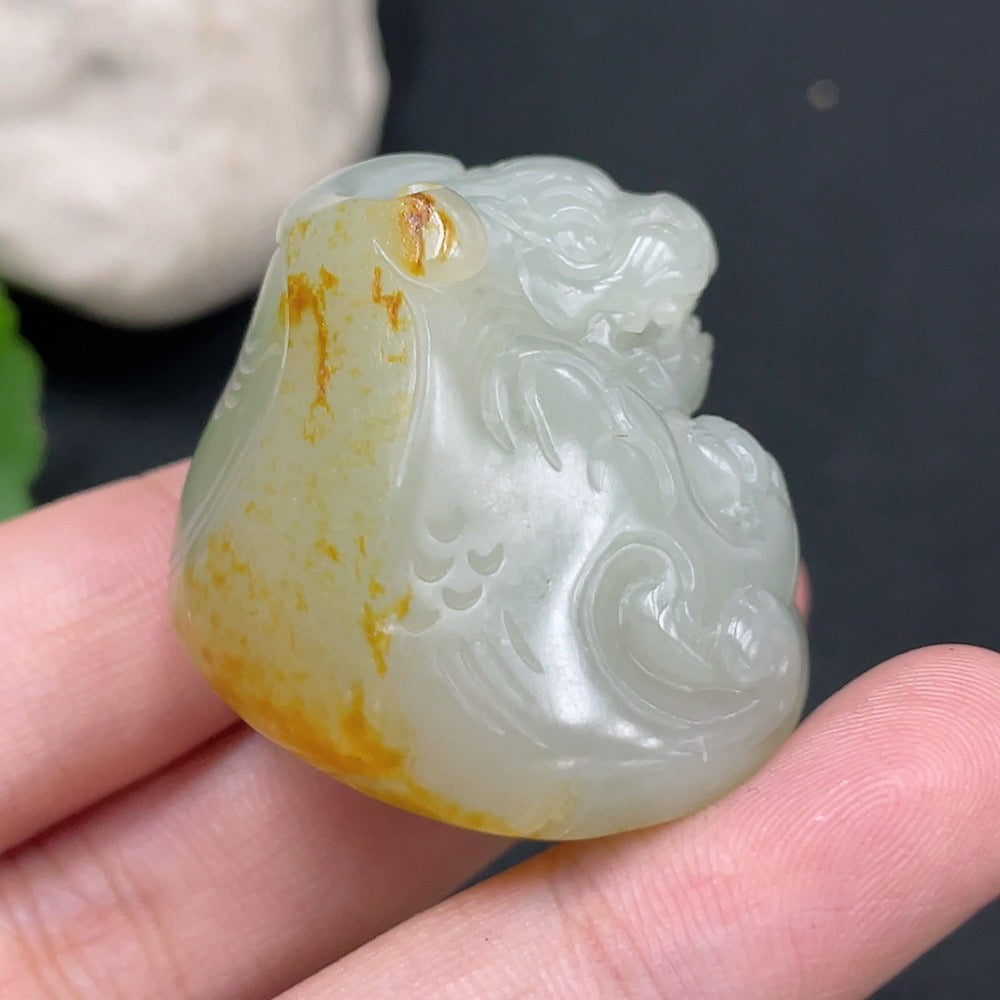 Hetian Jade Pendant Auspicious Beast Undetermined Skin Color Formation . | Huiliu Certified