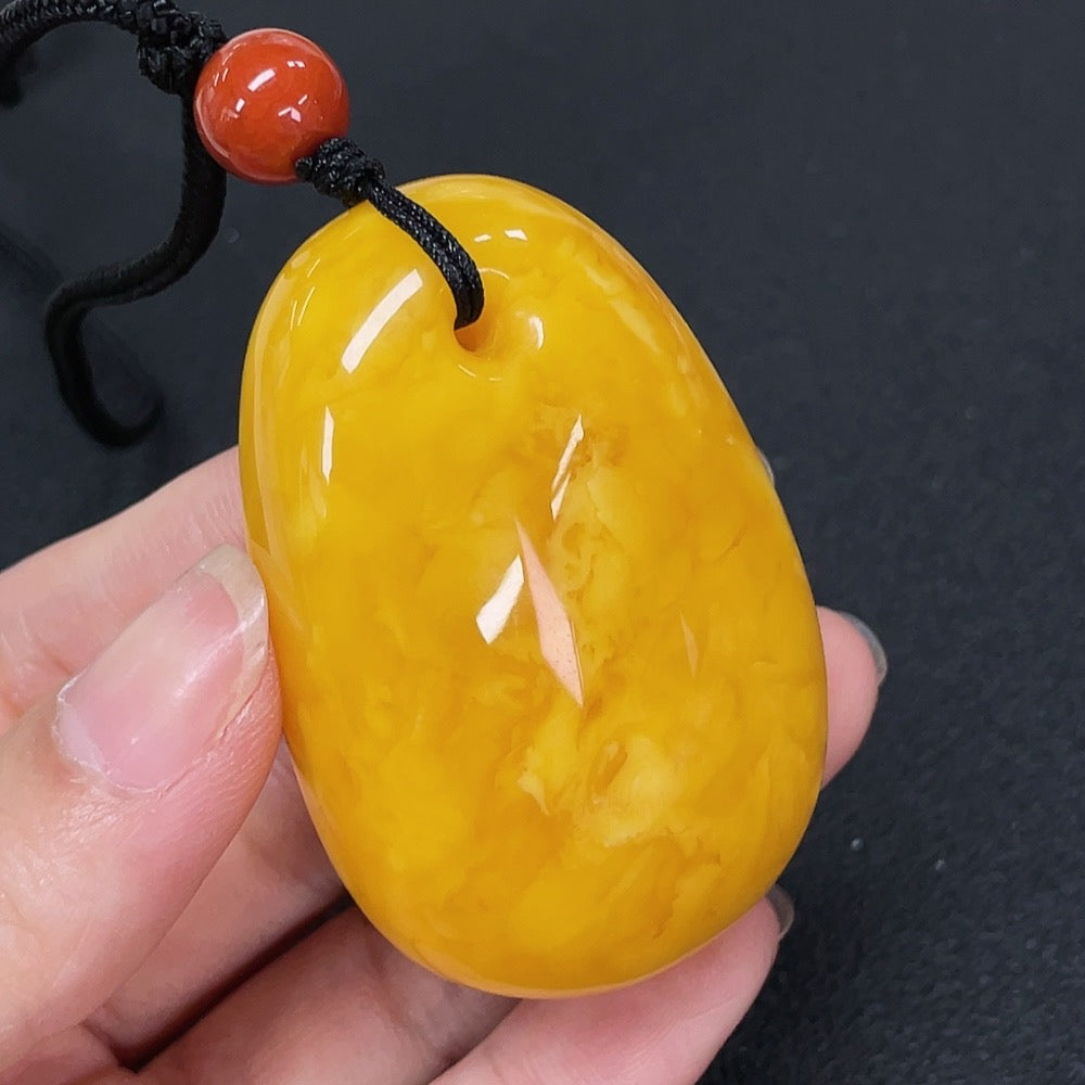 Amber Beeswax Pendant, Stones May Not Be Natural