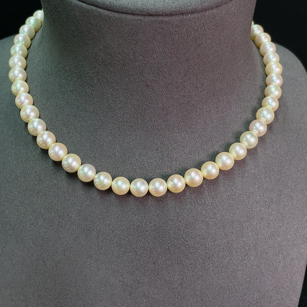 Seawater pearl bead necklace, non-gold, color origin undetermined, total weight approximately 34.32g, size about 7.5mm