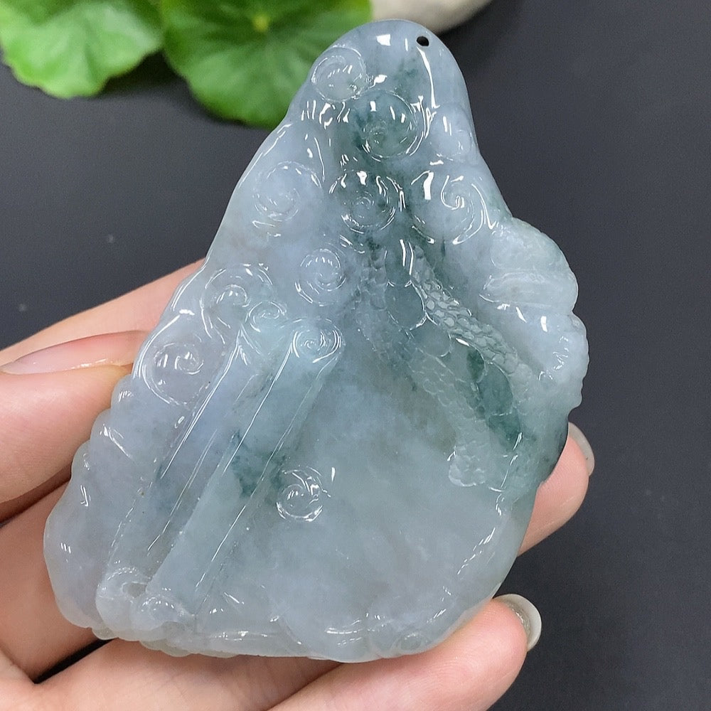 Jadeite Dragon Soaring the World Pendant, Total Weight 90.993g