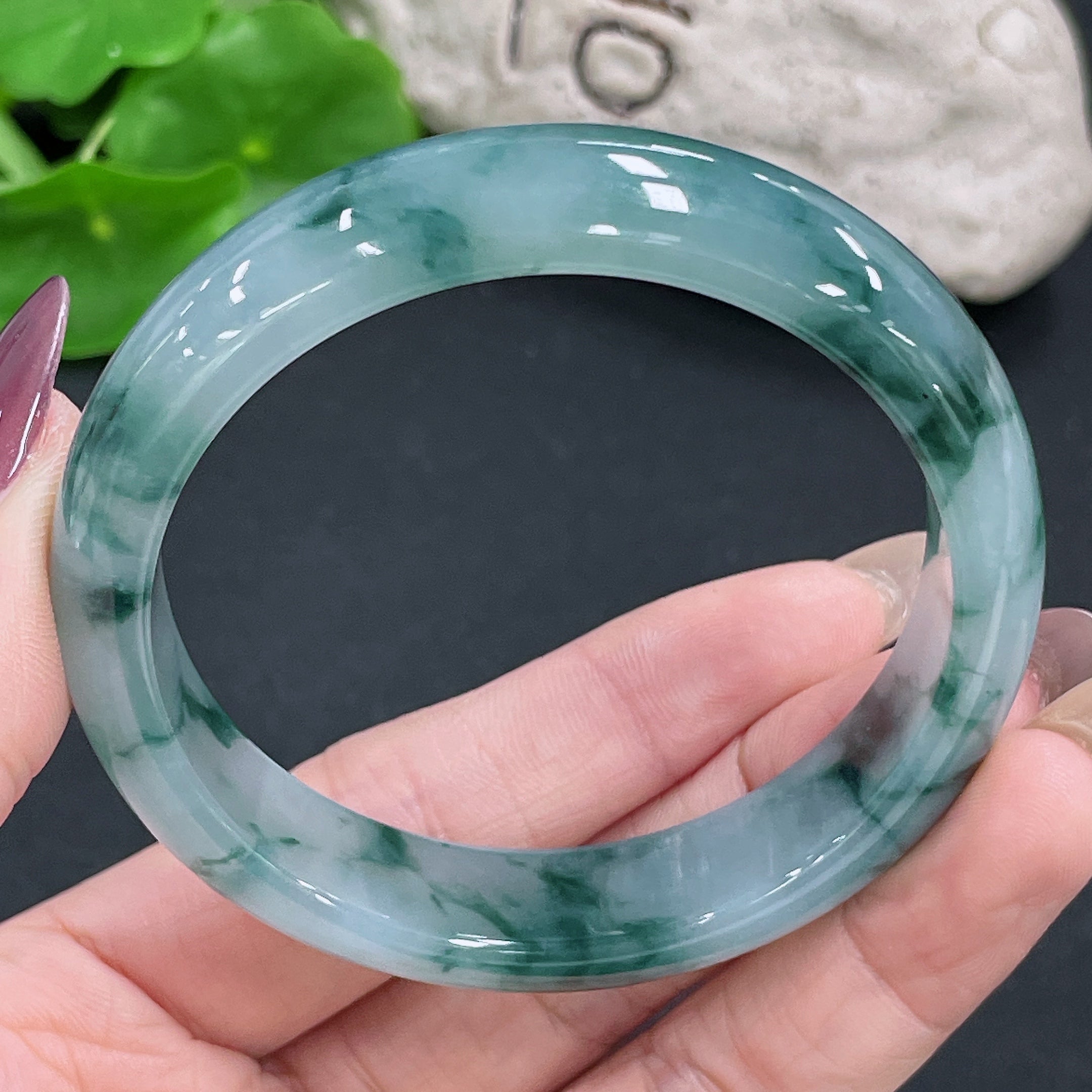 Jadeite Round Bracelet, Total Weight Approx. 51.95g, Size 55.7