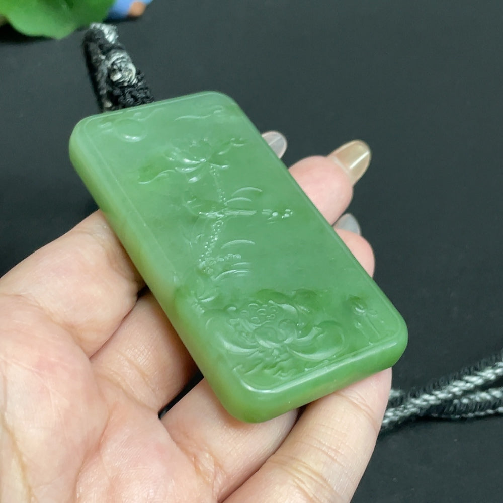 로프 포함한 하티안 옥 관음 펜던트 총 중량 약 78.5g