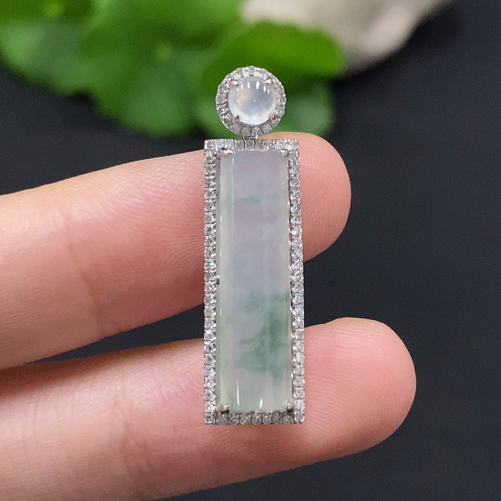 Jadeite Pendant with Mount, ., Accented with Diamonds | Huiliu Certified