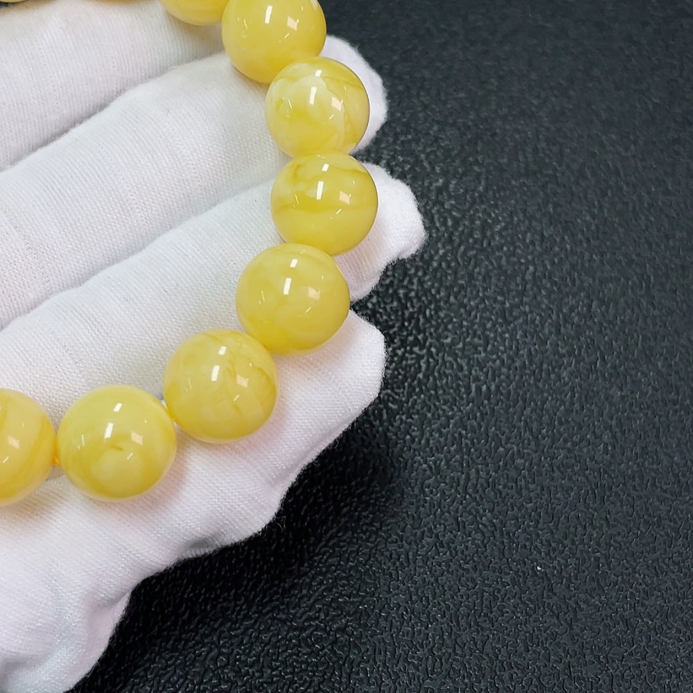호박 밀랍 팔찌, 총 중량 약 20.37g, 크기 약 13.1mm