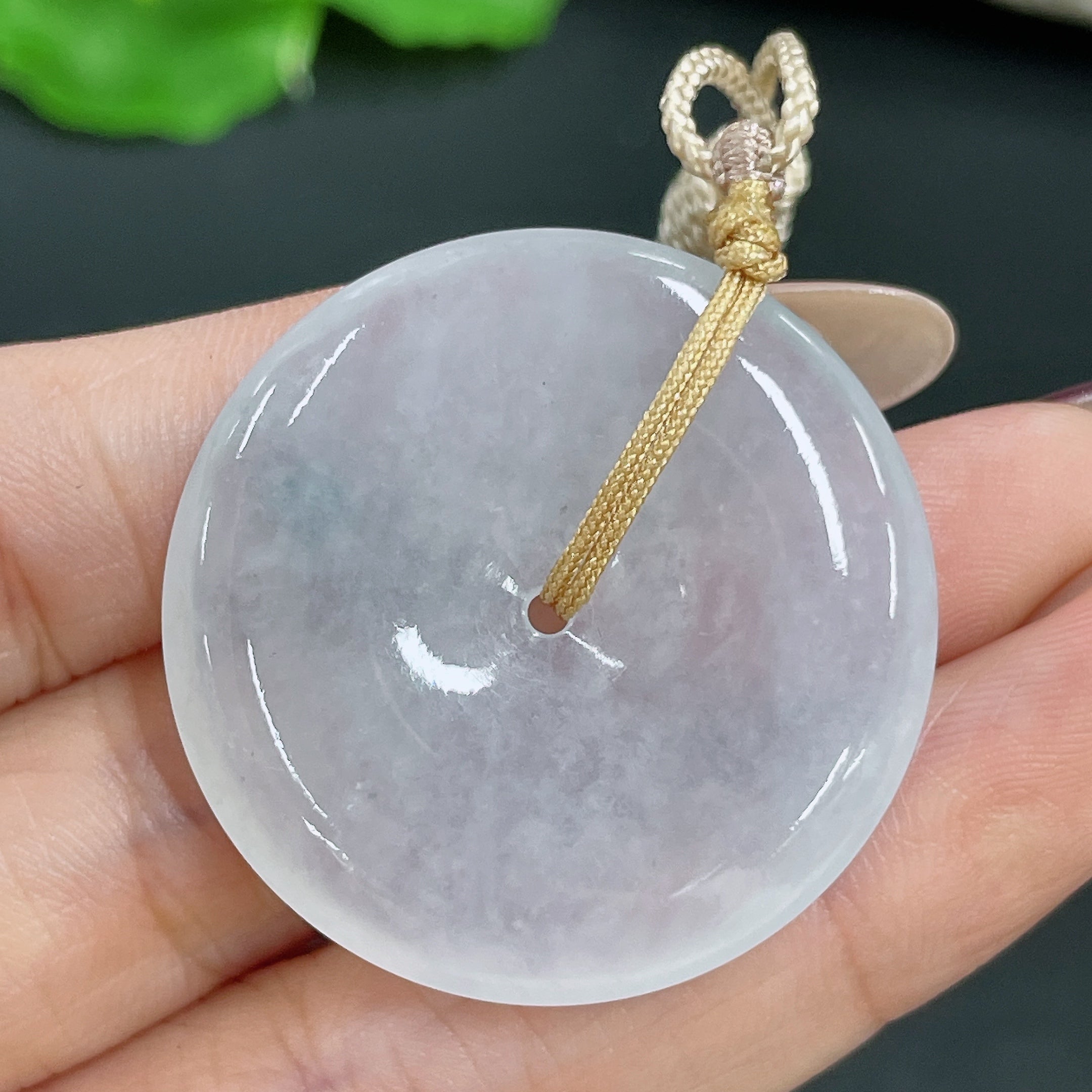 Jadeite Pendant Peace Knot with Cord Total Weight Approx. 15.25g