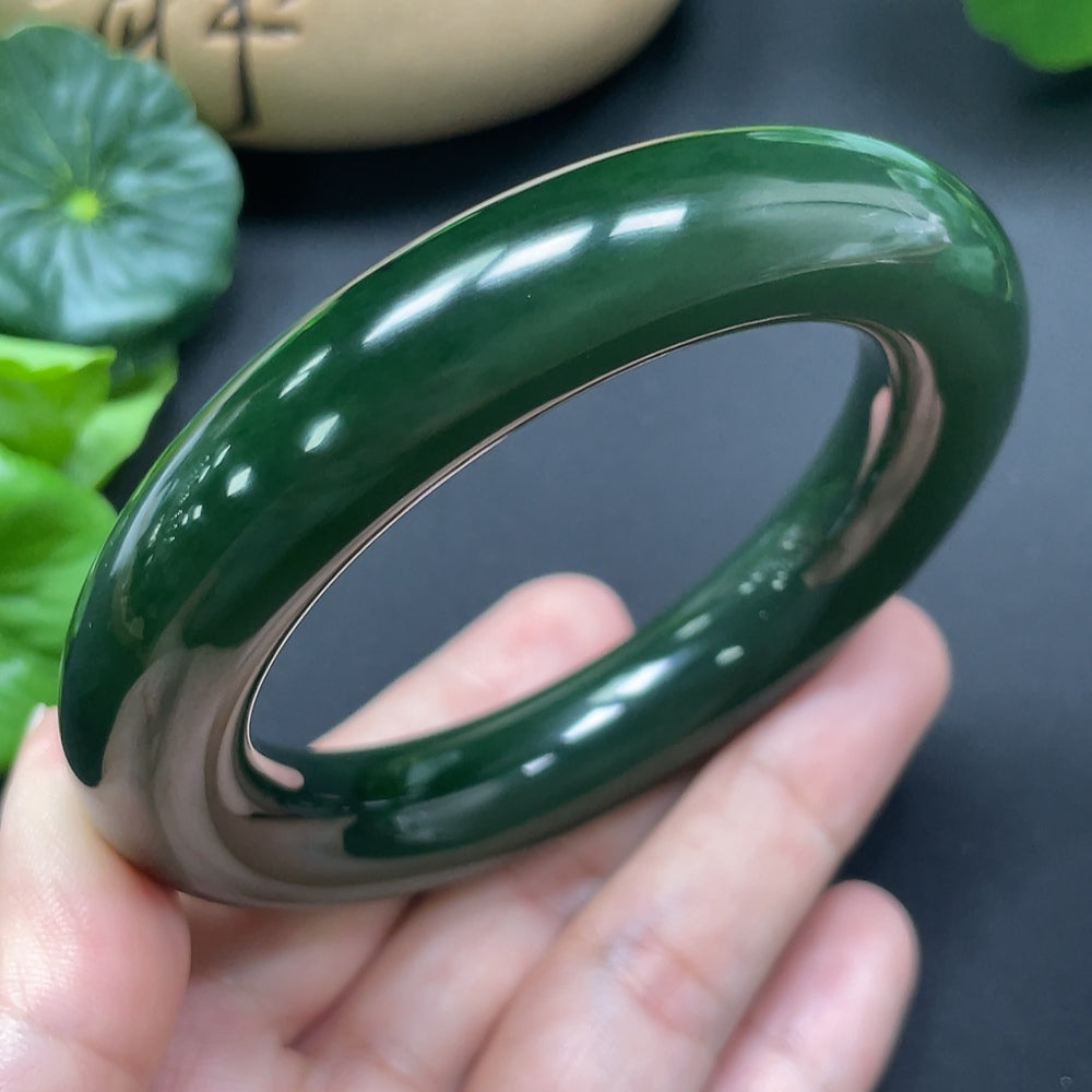 Hetian Jade Green Jade Round Bangle