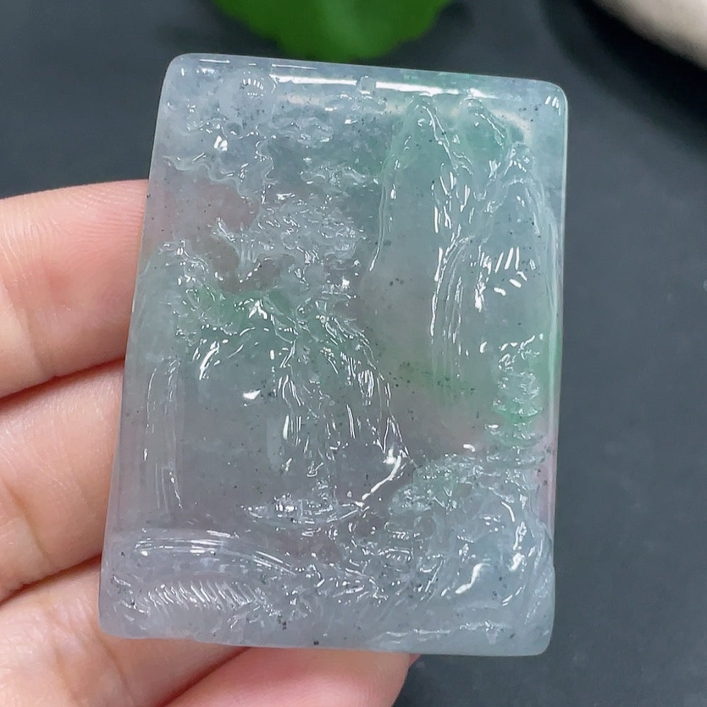 Jadeite Pendant Landscape Plaque | Huiliu Certified