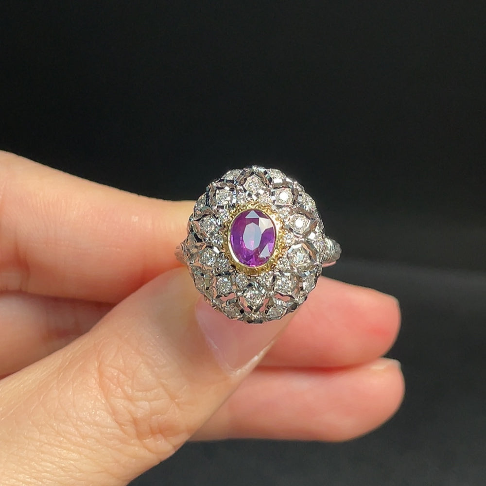 18K Sapphire Ring with Diamond Accents