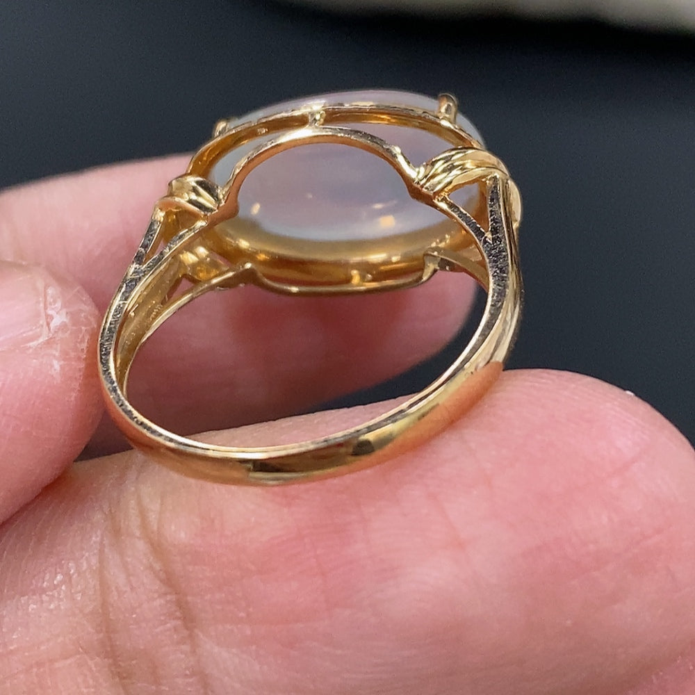 Jadeite Ring 18k with Diamond Accent