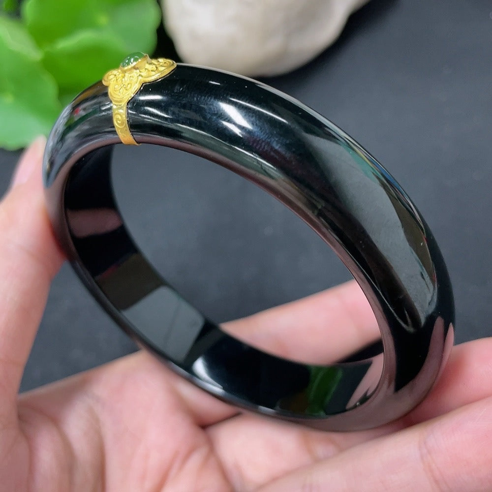 Hetian Jade Round Bracelet Gold Content 99%