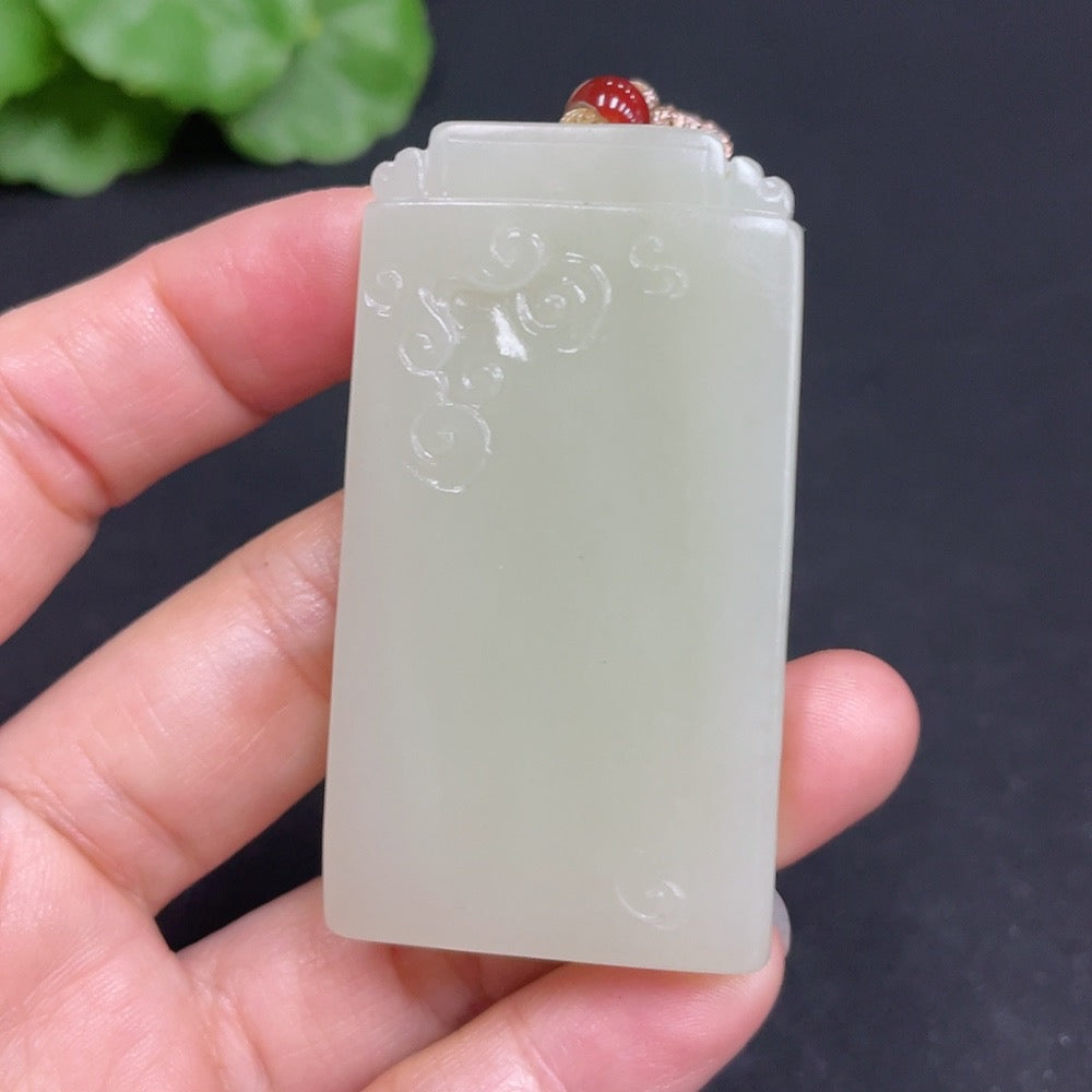 Hetian Jade Pendant Antique Plaque (including rope) | Huiliu Certified