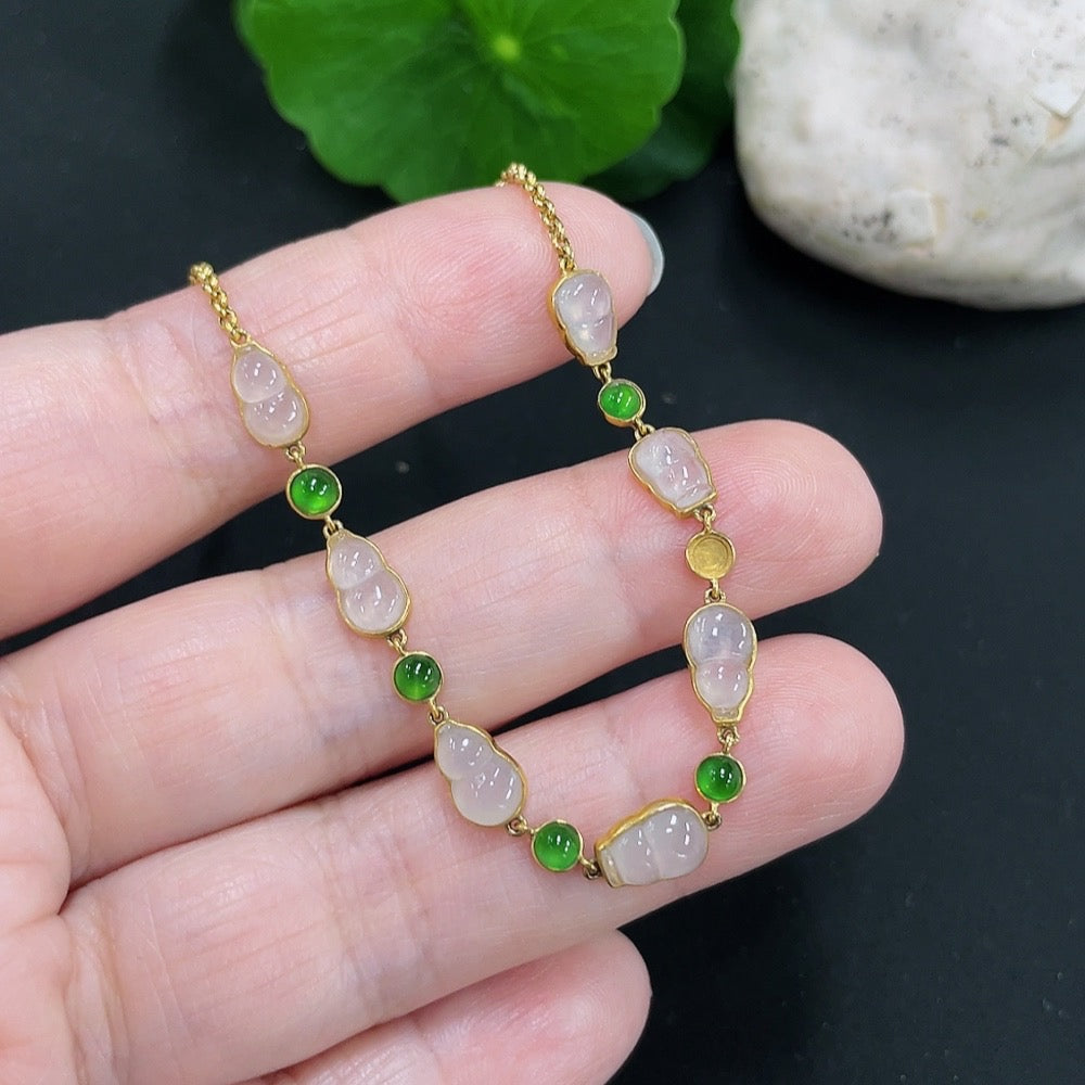 Jadeite inlaid bracelet Total product weight . (missing one cabochon) | Huiliu Certified