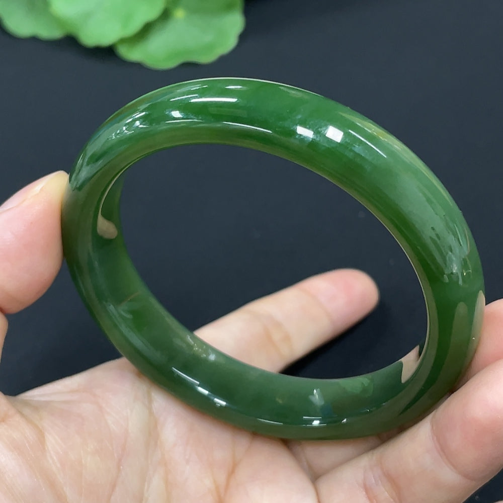 Hetian Jade Green Jade Round Bangle Repaired