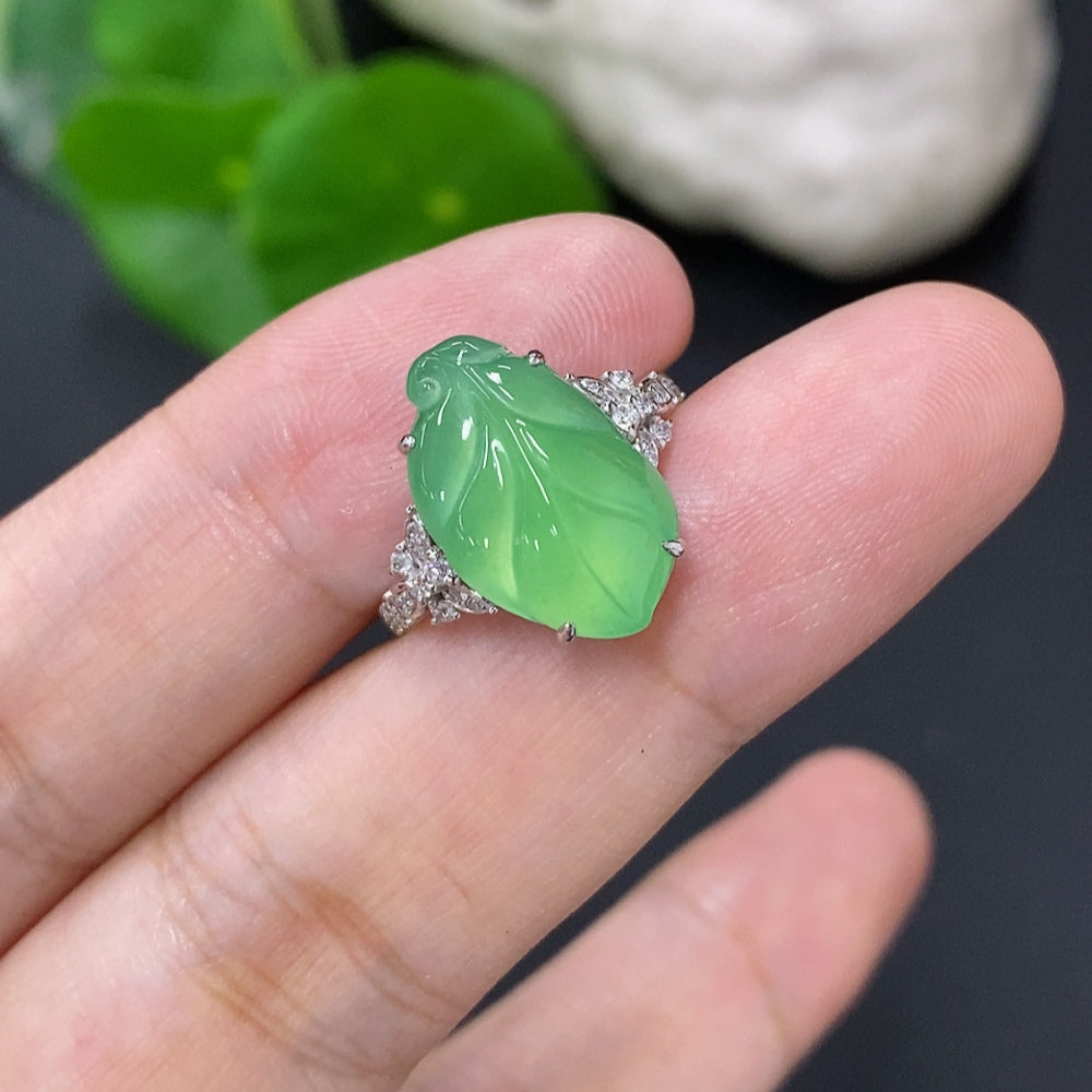 Jadeite Ring in 18K Gold (with Diamond Accents)