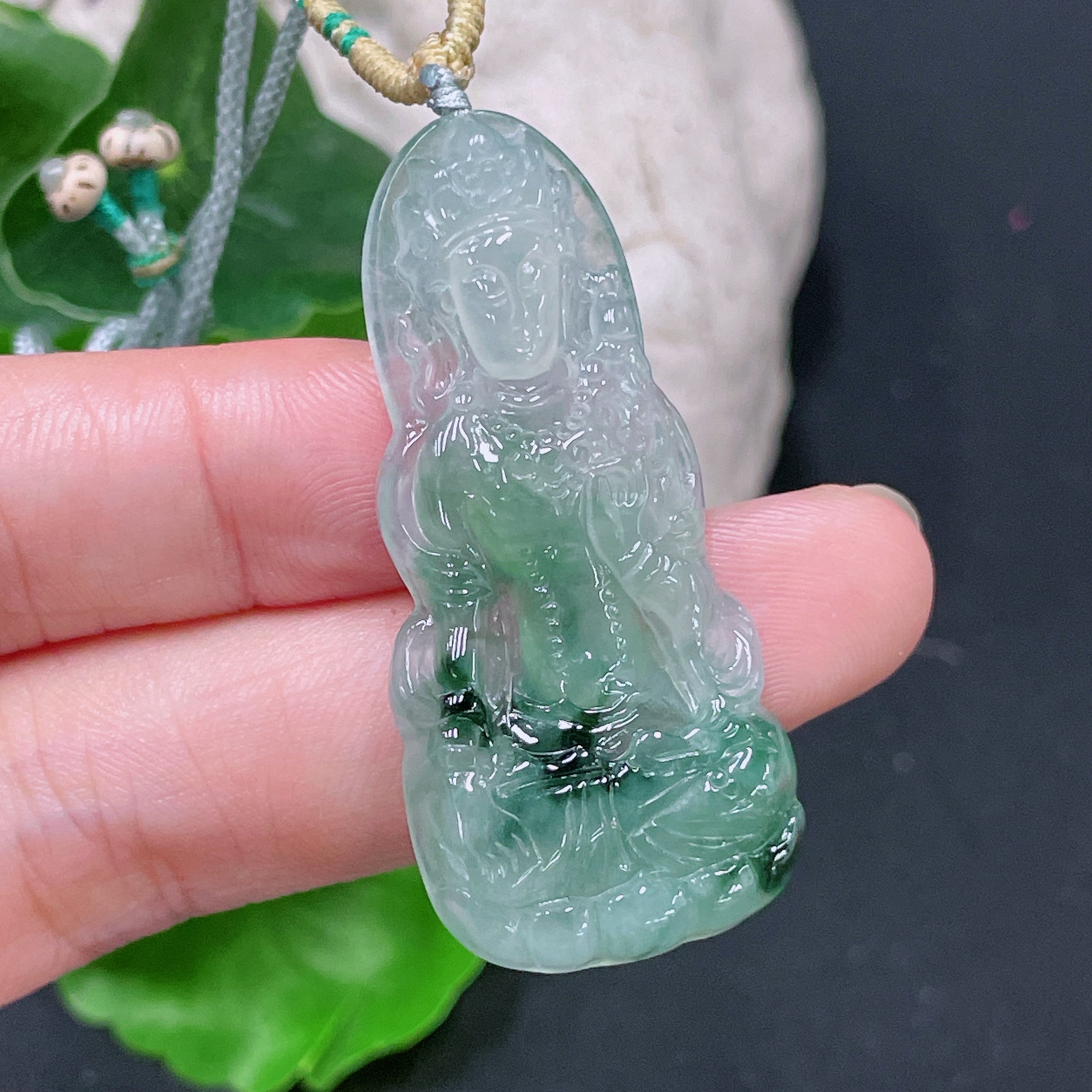 Jadeite Pendant Tara Total Weight Including Rope 8.72g