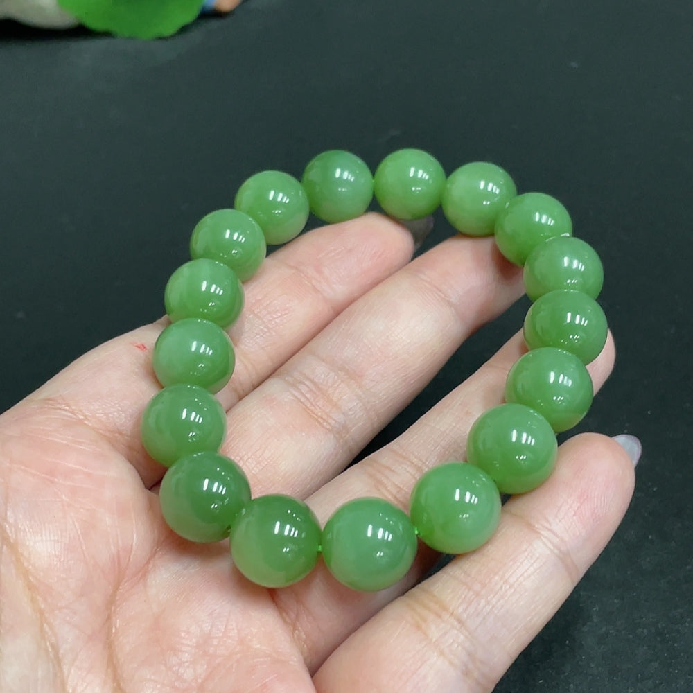 Hetian Jade Bead Bracelet, . 11.6mm, about | Huiliu Certified