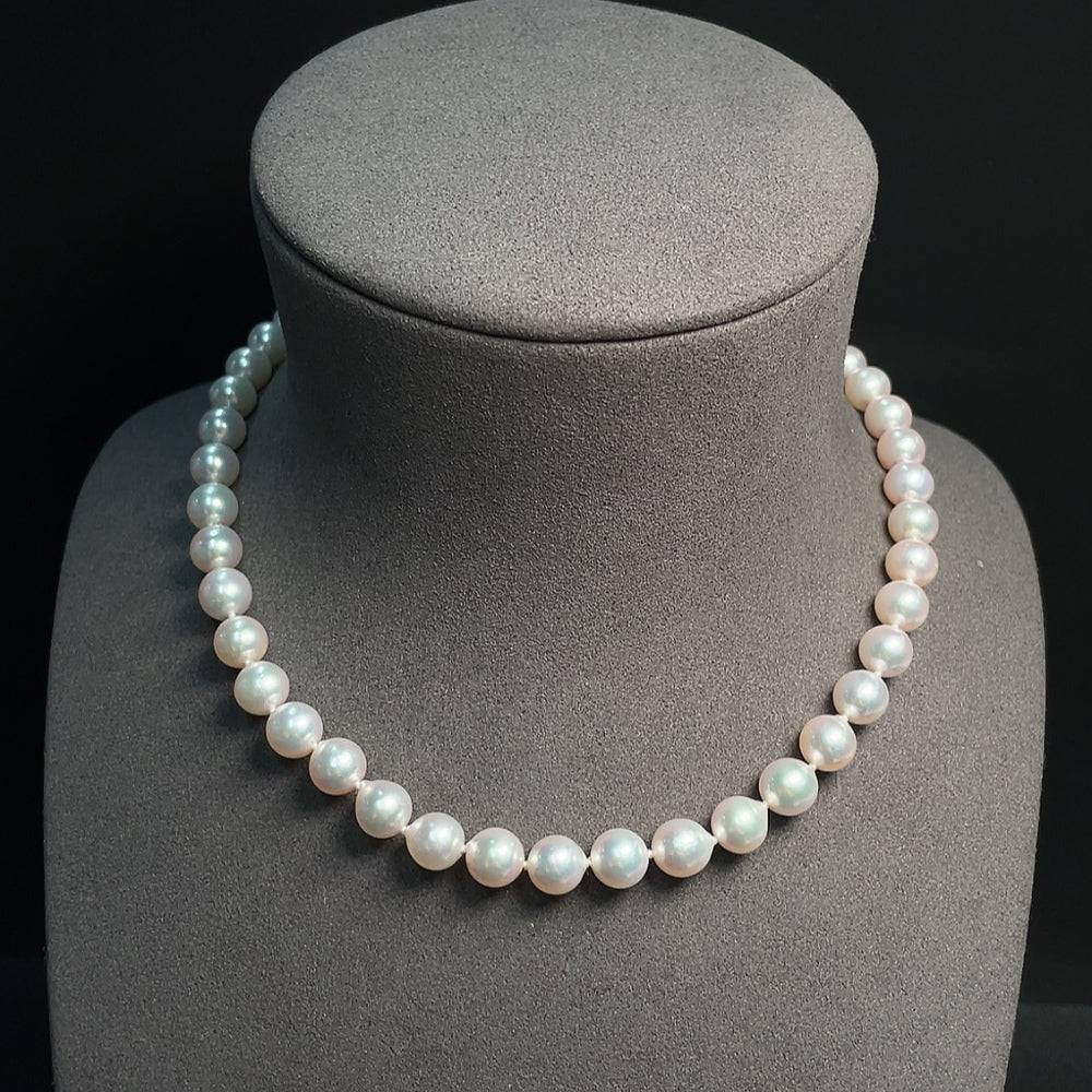 HUILIU HQ seawater pearl necklace with red accents, 7.8mm pearls, approx. 34.45g, featuring non-gold rest Au58% finish.