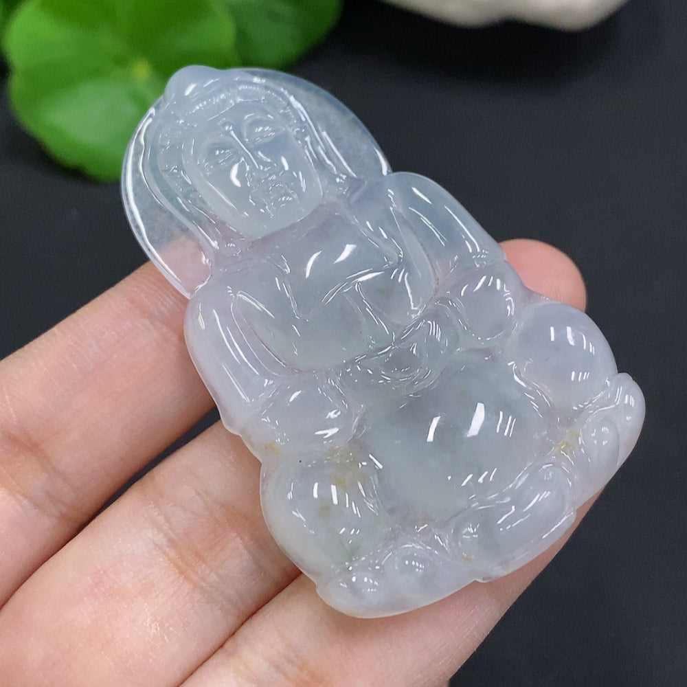 Jadeite Guanyin Pendant, Total Weight Approx. 22.3g