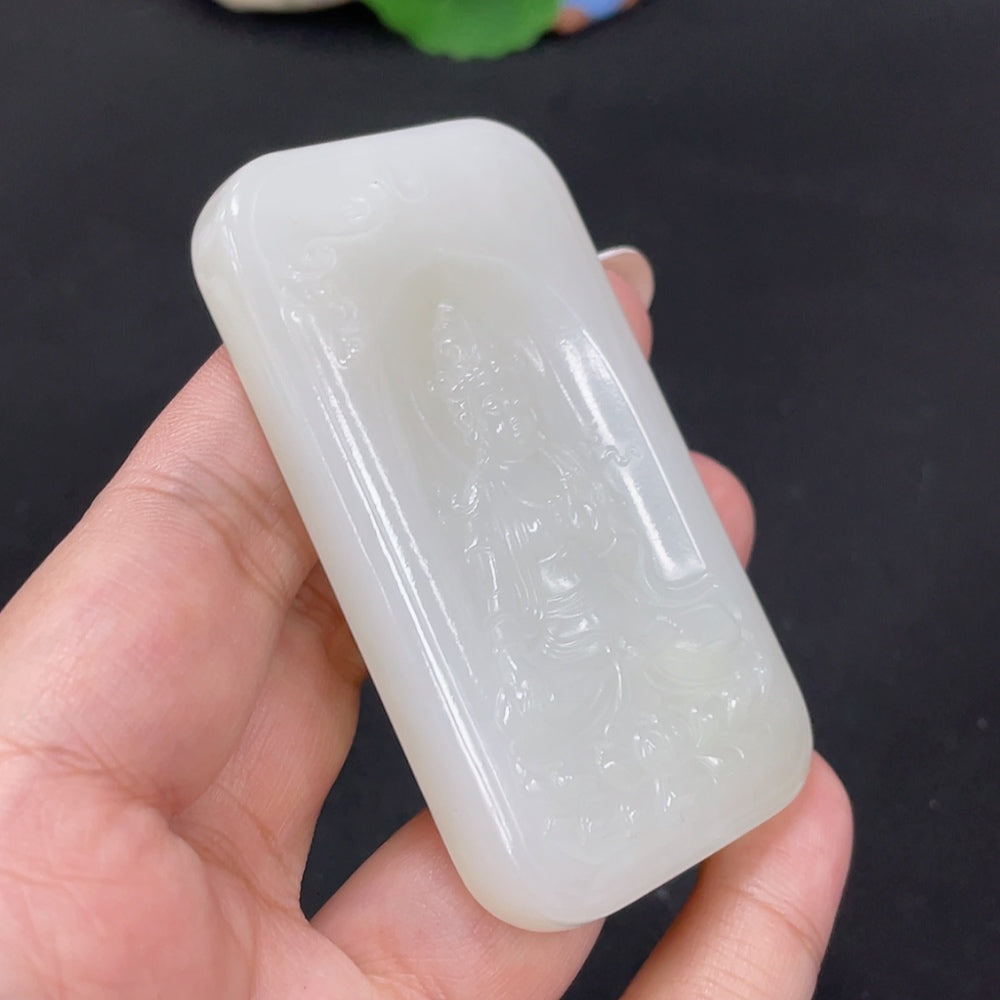 Hetian Jade Pendant Guanyin Total Weight Approx. 64.5g