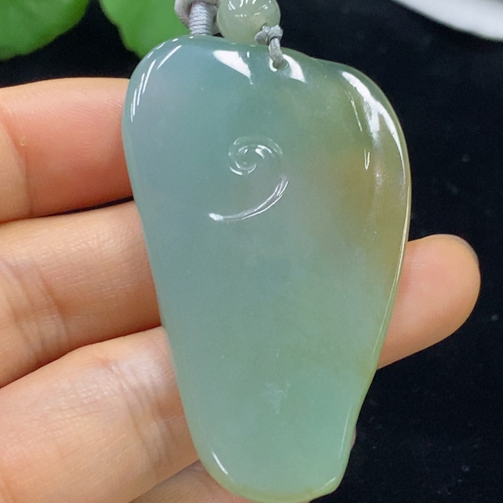 Jadeite Formless Pendant by HUILIU HQ featuring a smooth, natural green jade pendant with a polished, organic shape.