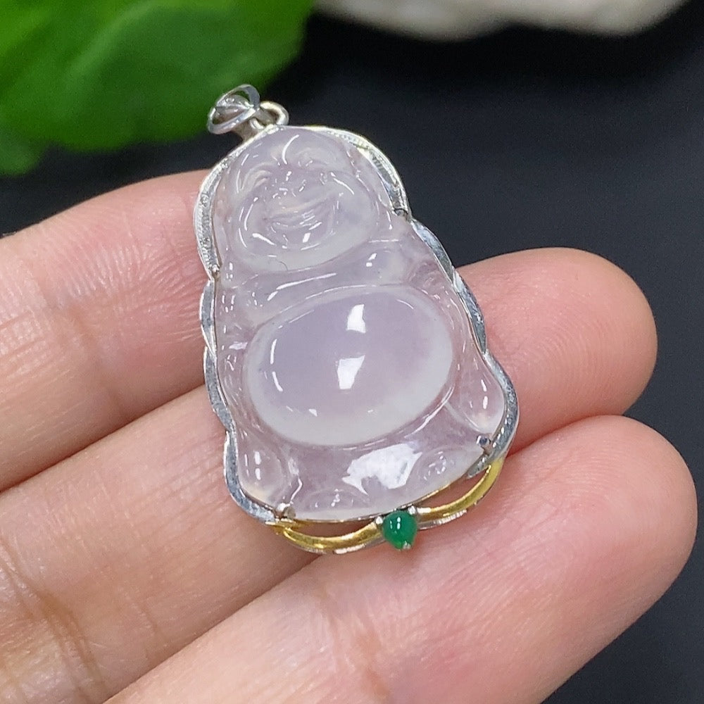 Jadeite Buddha Pendant 18k Gold Total Weight Approx. 3.2g With Non-Jadeite Beads Non-Diamond (Too Small to Confirm)
