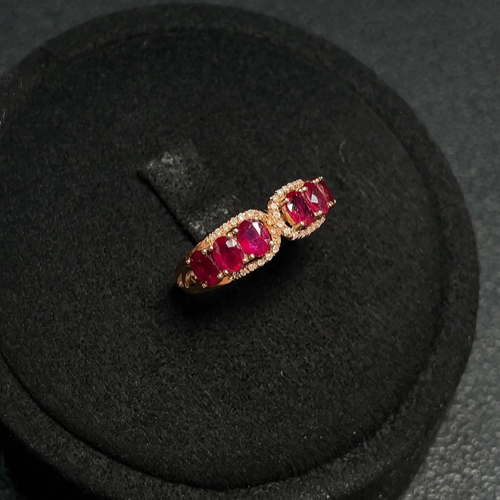 Ruby Ring, Filled, with Diamond Accents, . | Huiliu Certified