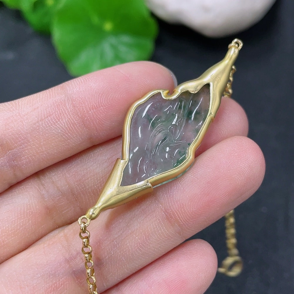 Jadeite inlaid bracelet 18k with diamond