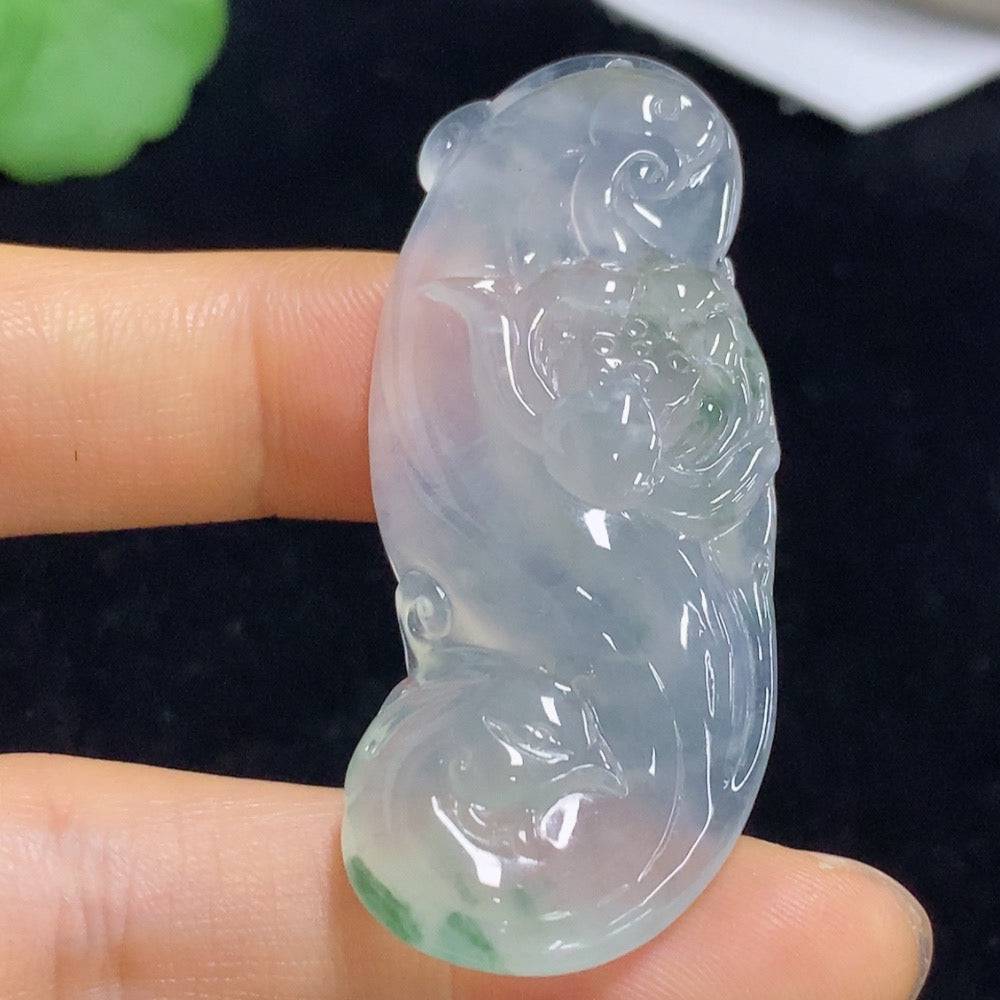 Jadeite lotus pendant from HUILIU HQ, crafted in green jade, weighing approximately 16.26g, showcasing intricate lotus flower design.