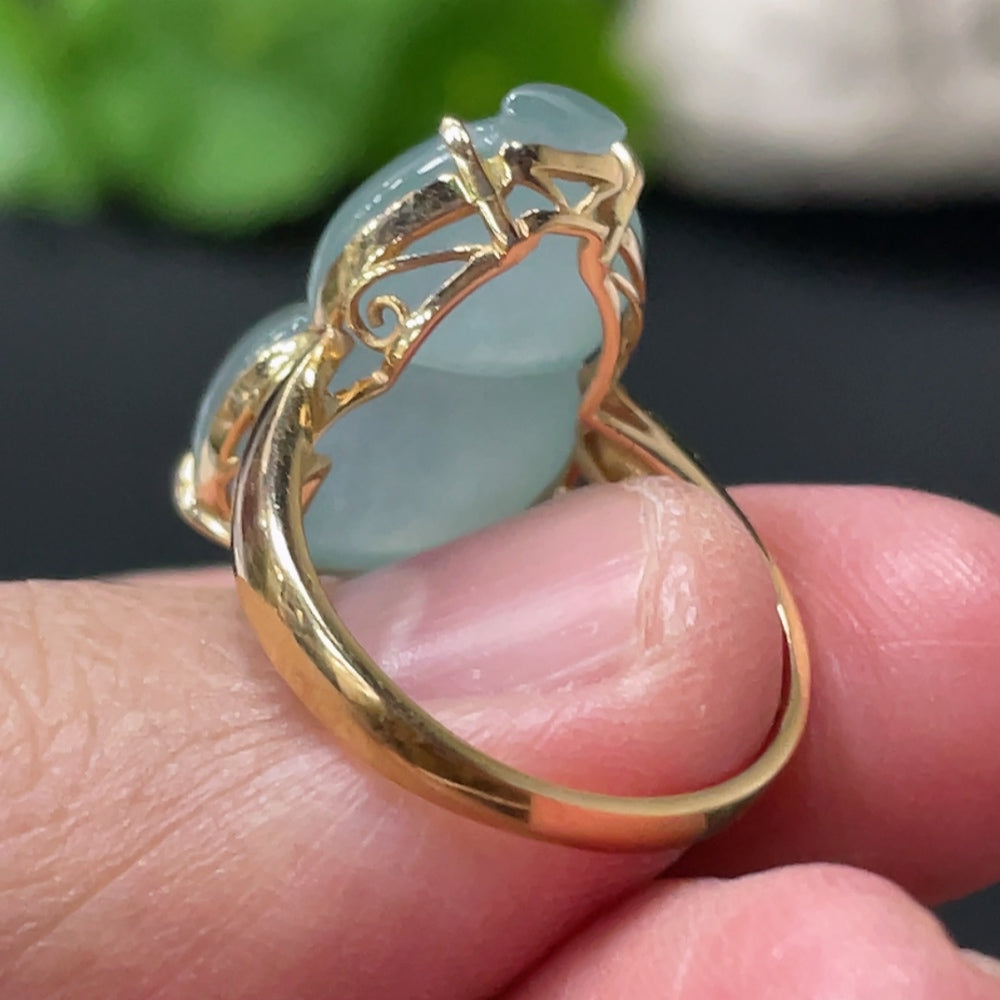 Jadeite Gourd Inlaid Ring 18k Gold Setting Size 13 Total Weight Approx. 5.21g