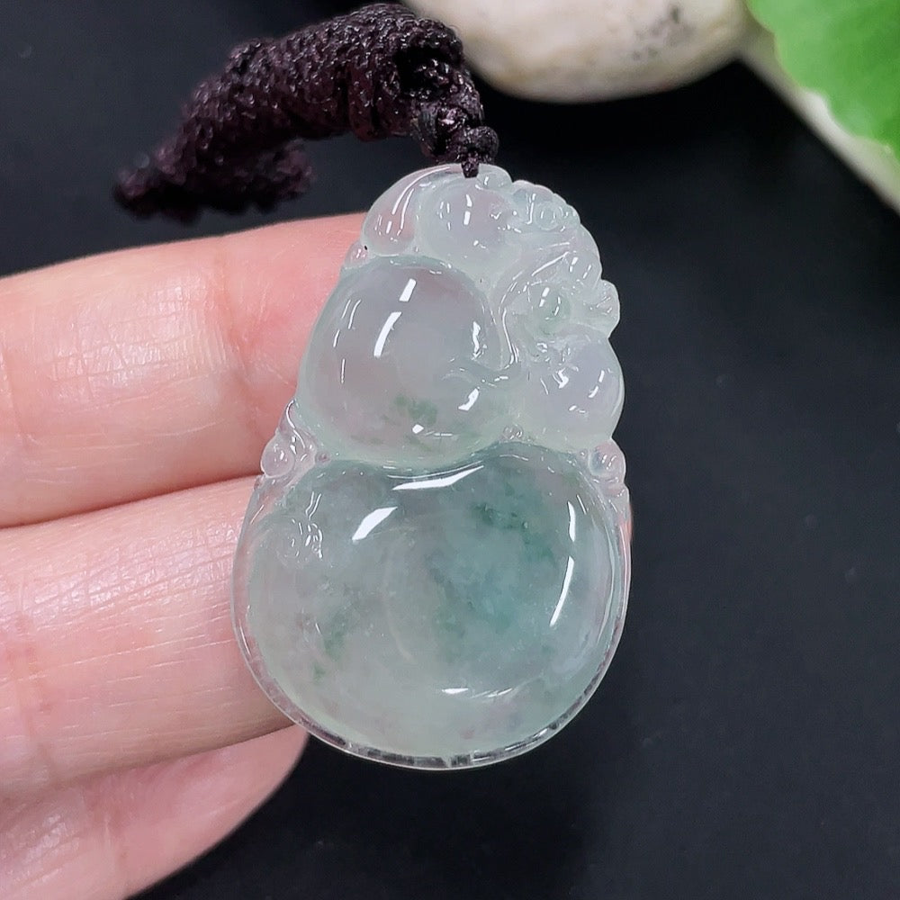 Jadeite Fu Shou Pendant Total Weight Approx. 9g (Including Rope Weight)