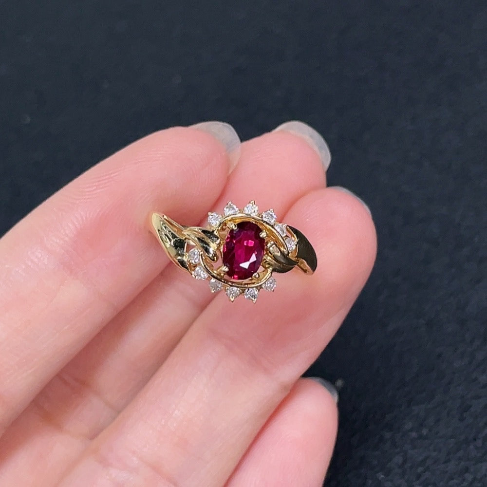 Ruby Ring with Diamond Accents, 14k Gold