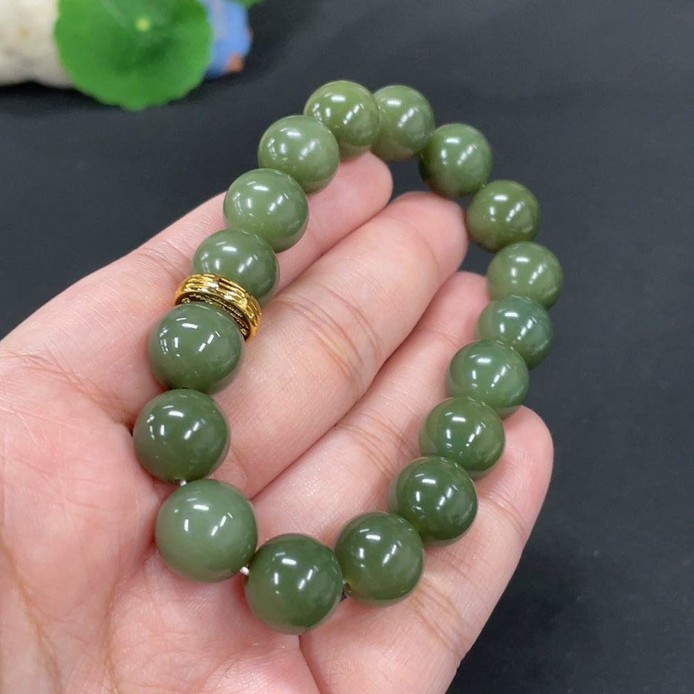 Hetian Jade Bracelet, Approx. 12mm, Total Weight About 47.3g, Non-Gold
